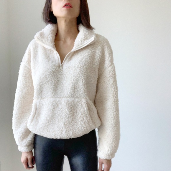 HALF ZIP SHERPA PULLOVER - OFF WHITE SNOW - Picture 4 of 12